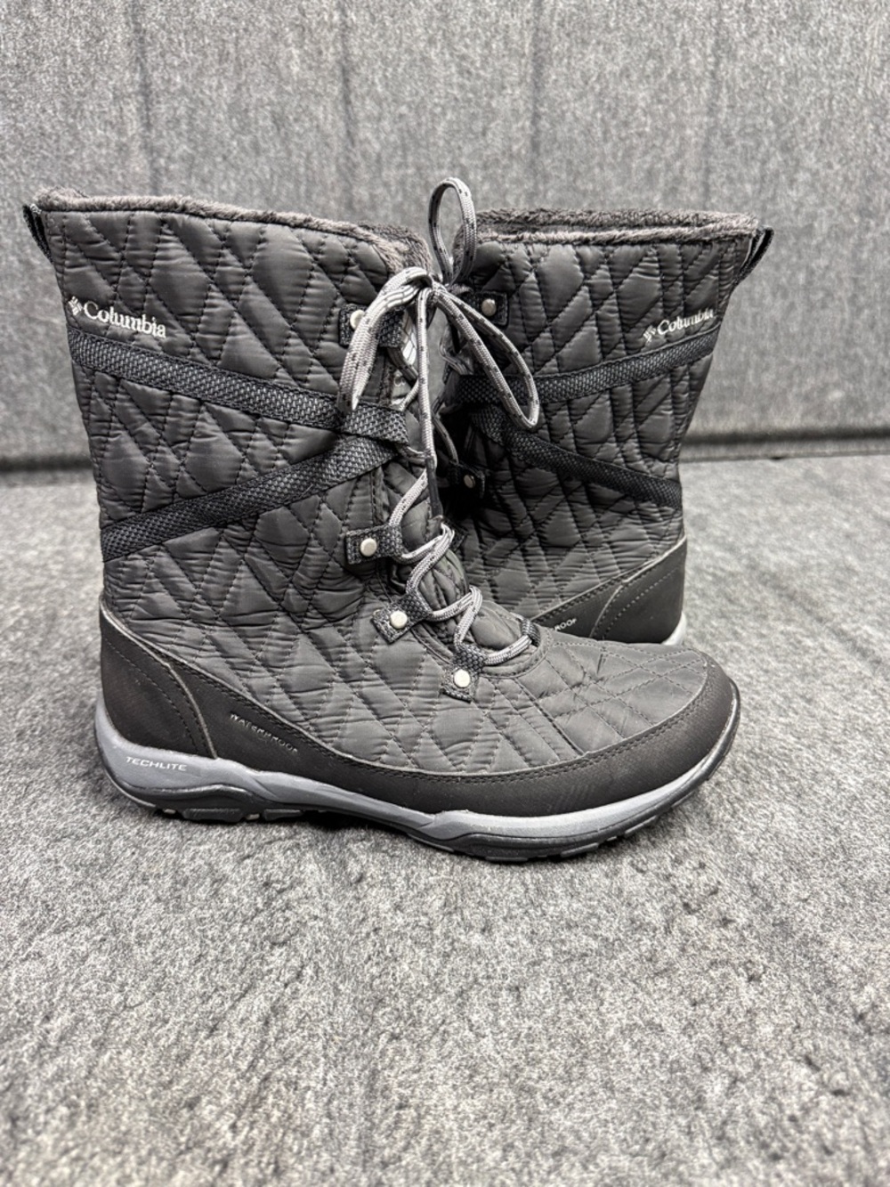 Columbia Omni-grip Waterproof Techlite Black Quilted Lace-Up Winter Boots - Picture 9 of 10